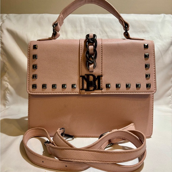 Badgley Mischka Blush Pink Studded Satchel Top Handle Crossbody Bag - Picture 3 of 7